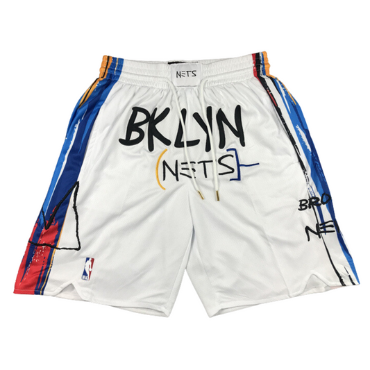 ⁨⁨⁨מכנס כדורסל Just Don ברוקלין נטס לבן NBA