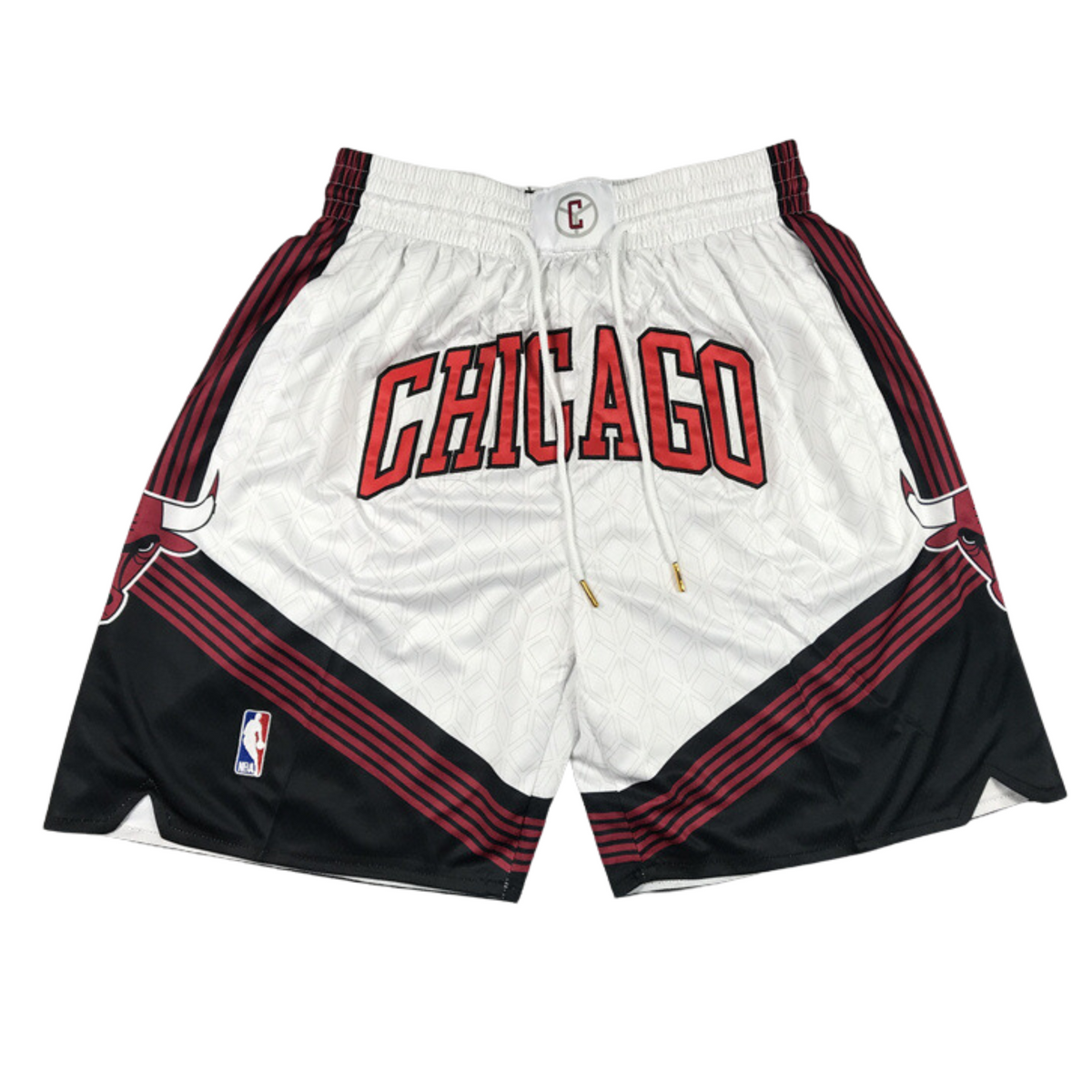 ⁨מכנס כדורסל Just Don שיקגו בולס לבן שחור NBA